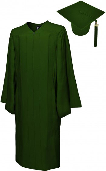 GO GREEN FOREST GREEN CAP, GOWN, TASSEL, DIPLOMA COVER SET