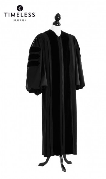 Deluxe Doctoral Academic Gown, TIMELESS silver wool