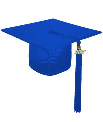 SHINY ROYAL BLUE CAP & GOWN HIGH SCHOOL GRADUATION CAP & GOWN SET