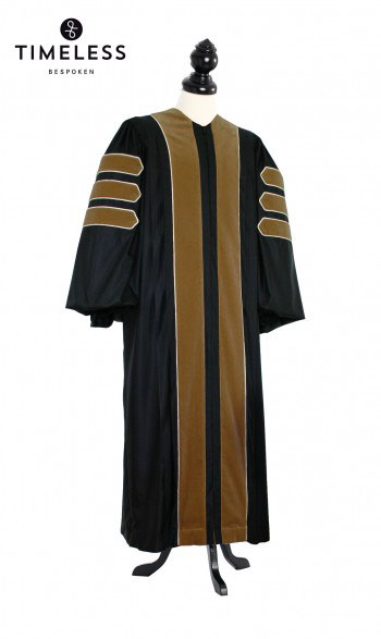 Deluxe Doctoral of Fine Arts, Architecture Academic Gown for faculty and Ph.D. - TIMELESS gold silk