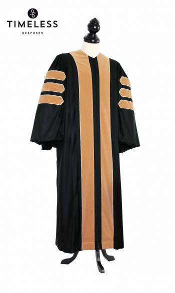 Deluxe Doctoral of Social Work Academic Gown for faculty and Ph.D. - TIMELESS gold silk