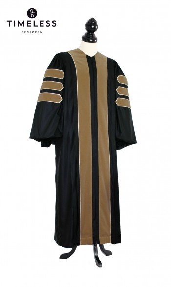 Deluxe Doctoral of Commerce, Accountancy, Business Academic Gown for faculty and Ph.D. - TIMELESS gold silk