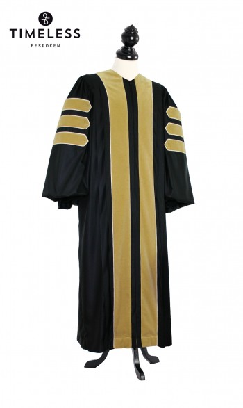 Deluxe Doctoral of Science Academic Gown for faculty and Ph.D. - TIMELESS gold silk