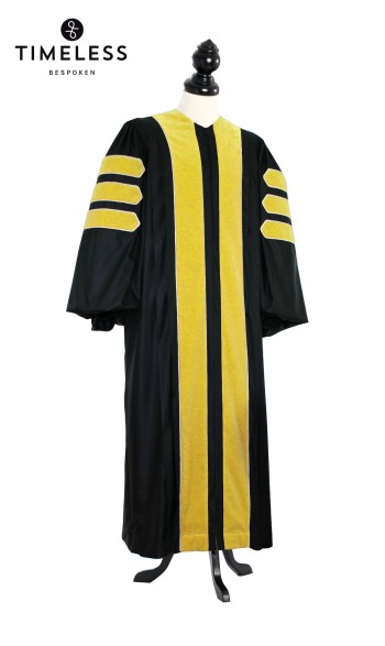 Deluxe Doctoral of Library Science Academic Gown for faculty and Ph.D. - TIMELESS gold silk