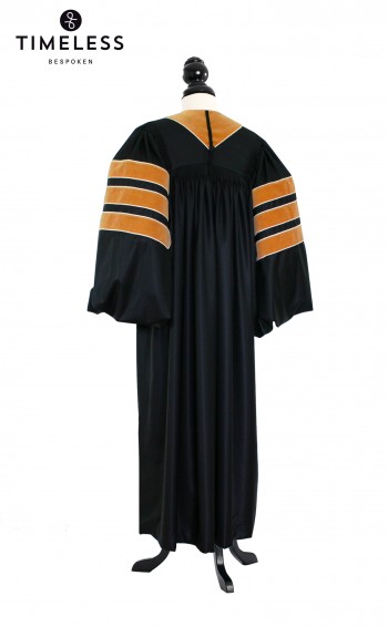 Deluxe Doctoral of Engineering Academic Gown for faculty and Ph.D. - TIMELESS gold silk
