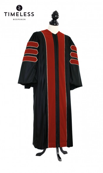 Deluxe Doctoral of Forestry Academic Gown for faculty and Phd. - TIMELESS silver wool