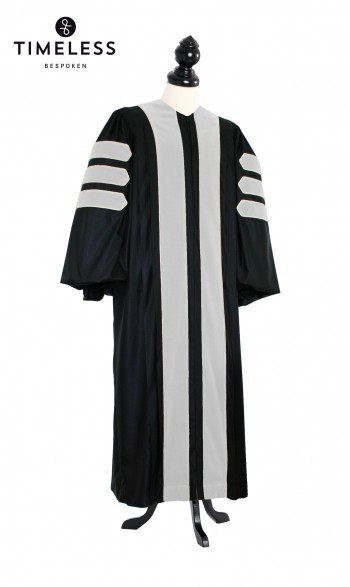 Deluxe Doctoral of Arts, Letters, Humanities Academic Gown for faculty and Phd. - TIMELESS silver wool