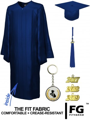 SHINY NAVY BLUE CAP AND GOWN